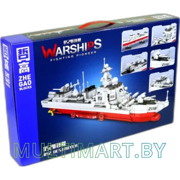 Конструктор Zhe Gao Military QL2118 Эскадренный миноносец Тип 052 картинка 2
